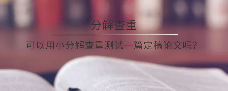 可以用小分解查重測試一篇定稿論文嗎？