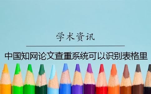 中國學術論文查重系統可以識別表格里的內容么？